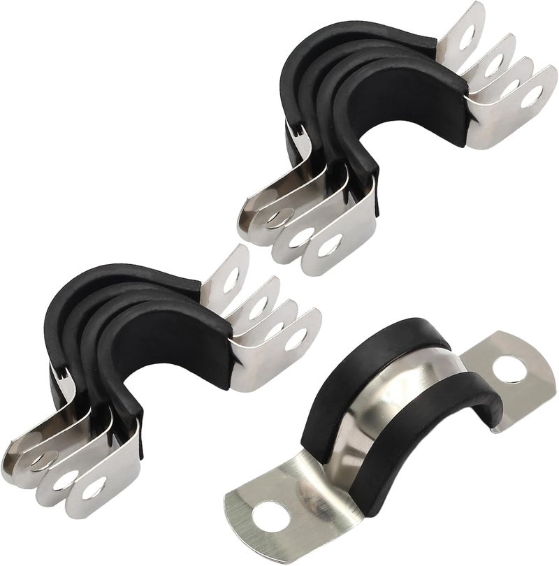 Jersvimc 10PCS Reinforced Rigid Pipe Strap Clamp 3/4 Inch Conduit Clamp with Rubber Straps, Pipe Brackets for Mounting 2 Hole U Clamps Brackets Strap Hanger Tube Tension Clips Heavy Duty - Image 2